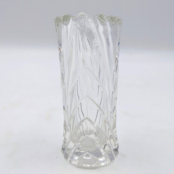 Vintage Mikasa Diamond Fire Lead Crystal Curved Fluted Ribbed Vision Bud Vase 5" - Picture 3 of 5